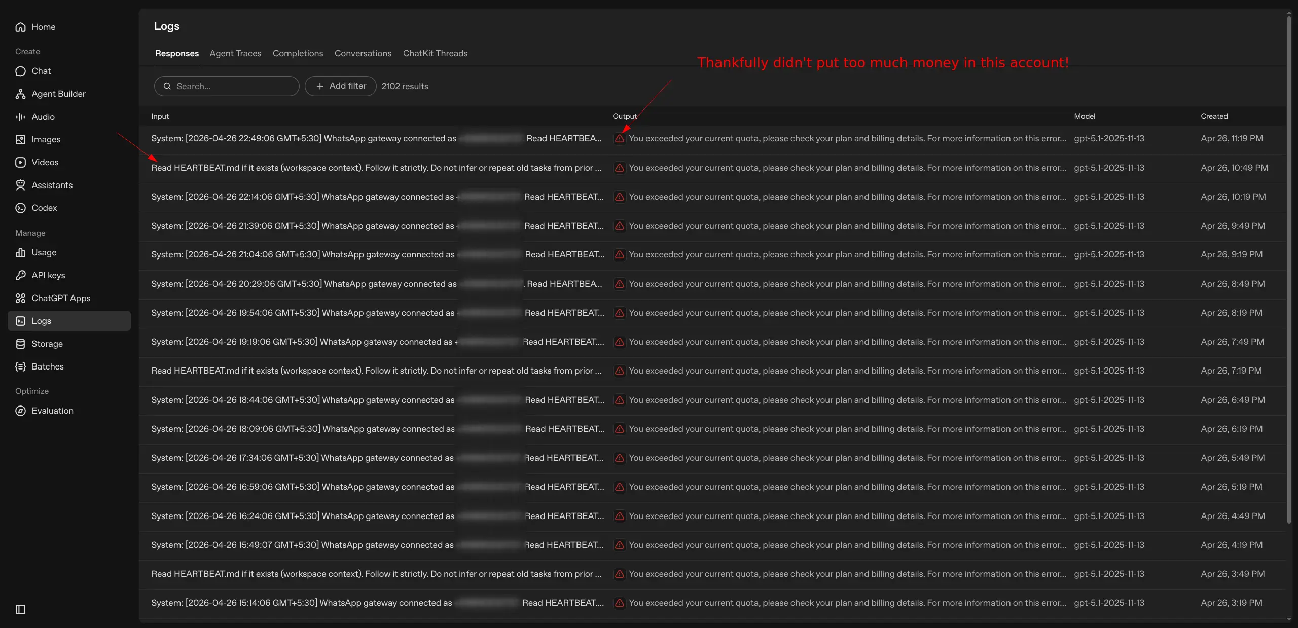open-claw project logs from open-ai